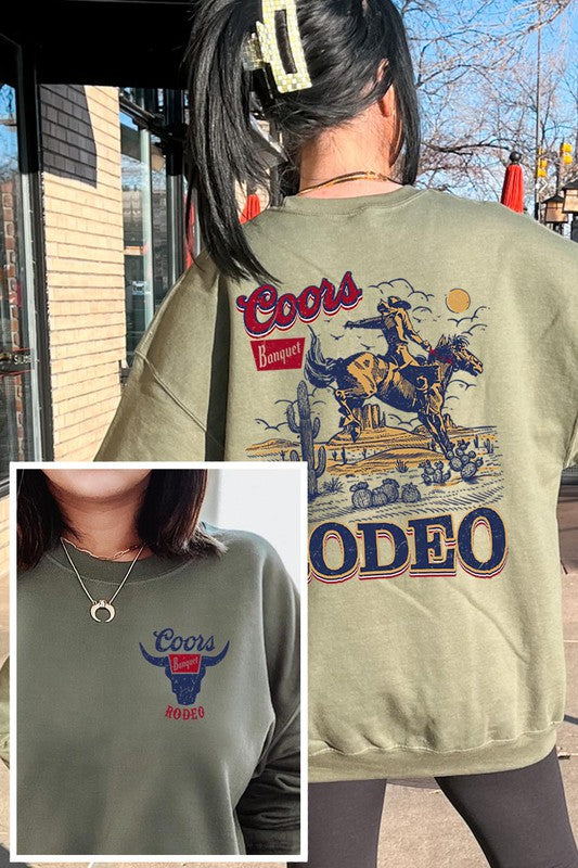 Coors Rodeo Bull Skull Fleece Sweatshirt.