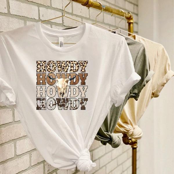 Stacked Howdy With Cowhead Boutique Tee