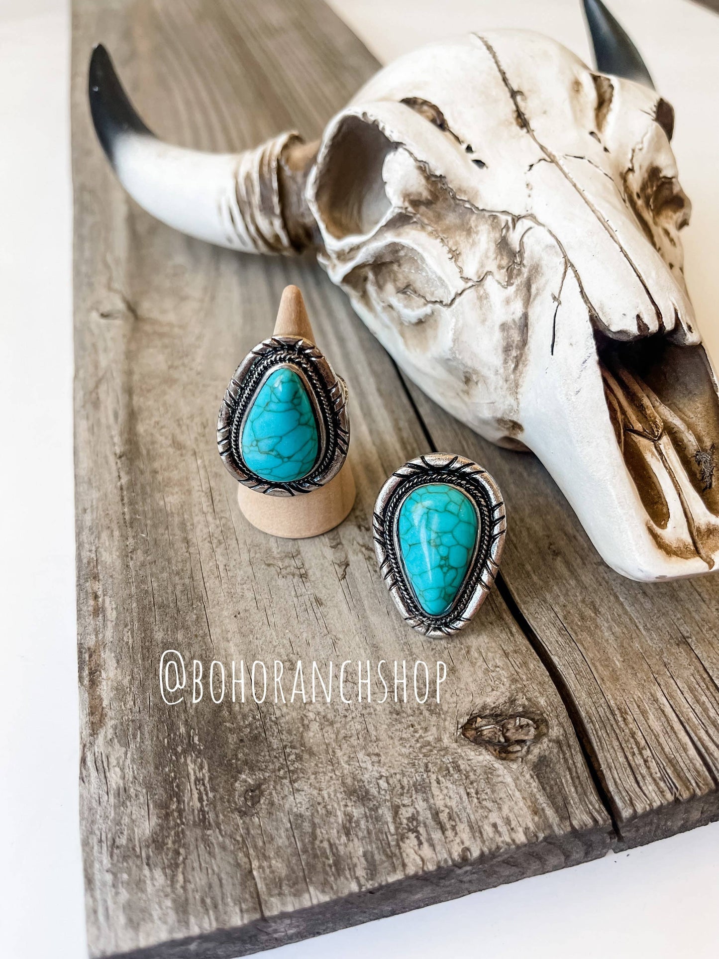 Western Teardrop Stone Cuff Ring