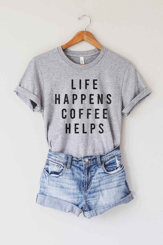 LIFE HAPPENS COFFEE GRAPHIC PLUS SIZE TEE