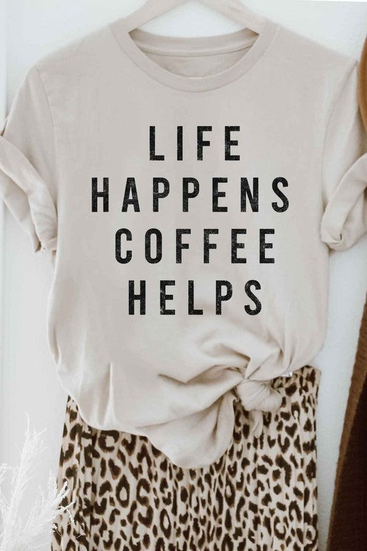 LIFE HAPPENS COFFEE GRAPHIC PLUS SIZE TEE
