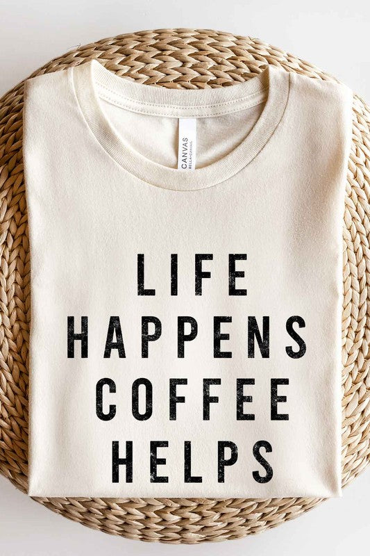 LIFE HAPPENS COFFEE GRAPHIC PLUS SIZE TEE
