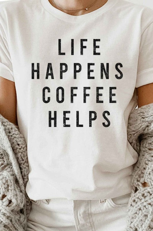LIFE HAPPENS COFFEE GRAPHIC PLUS SIZE TEE