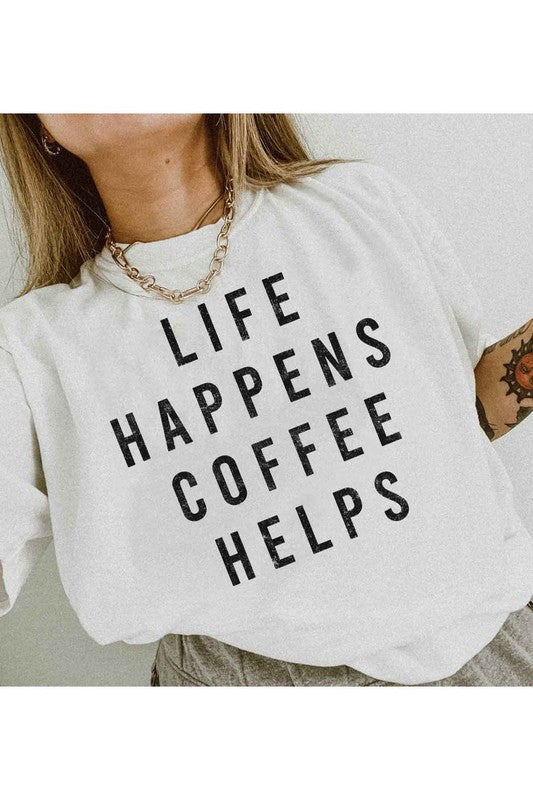 LIFE HAPPENS COFFEE GRAPHIC PLUS SIZE TEE