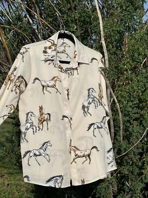 Wild Horse Print Button-Up Shirt: Western Cowgirl Style
