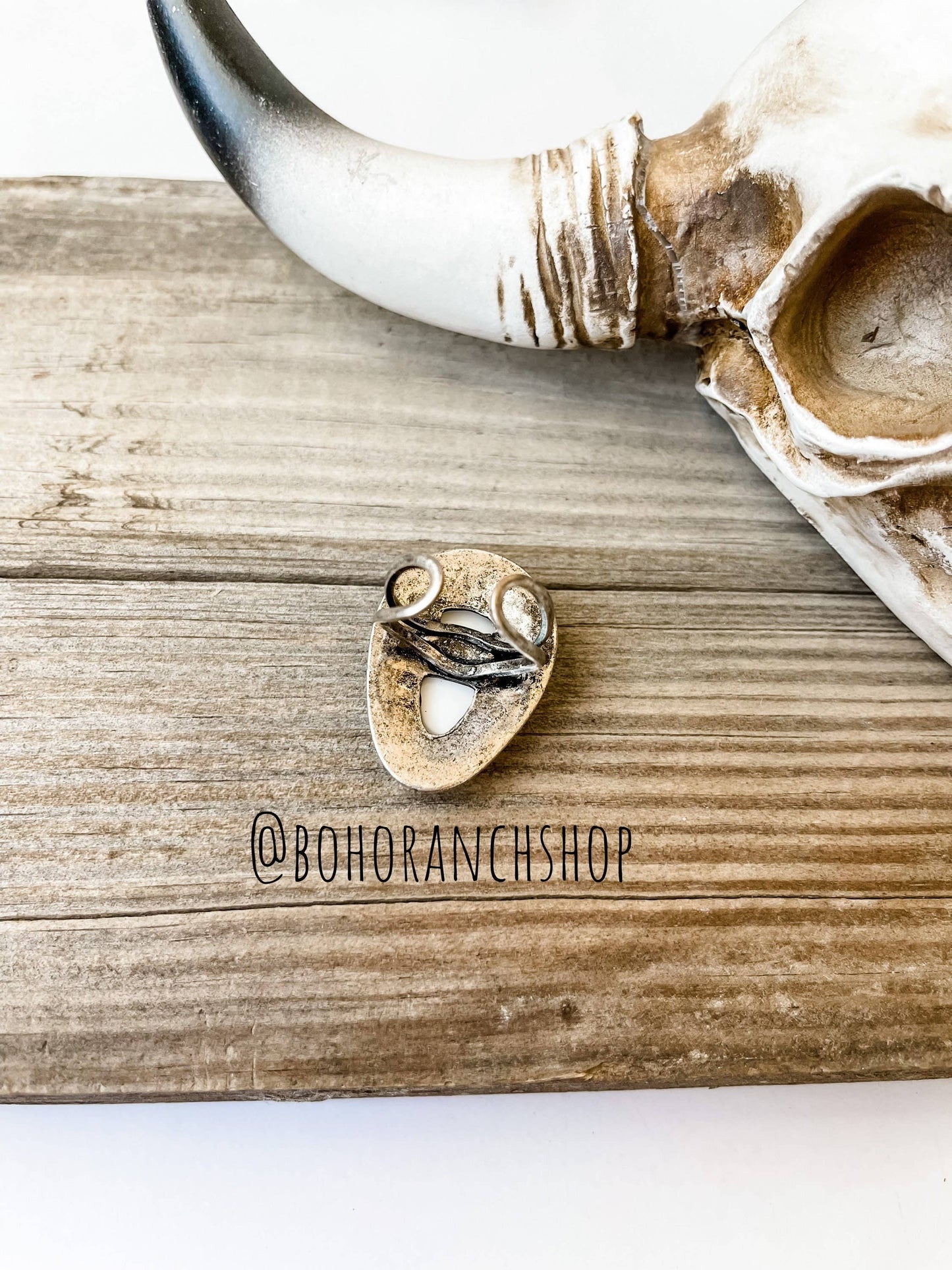 Western Teardrop Stone Cuff Ring