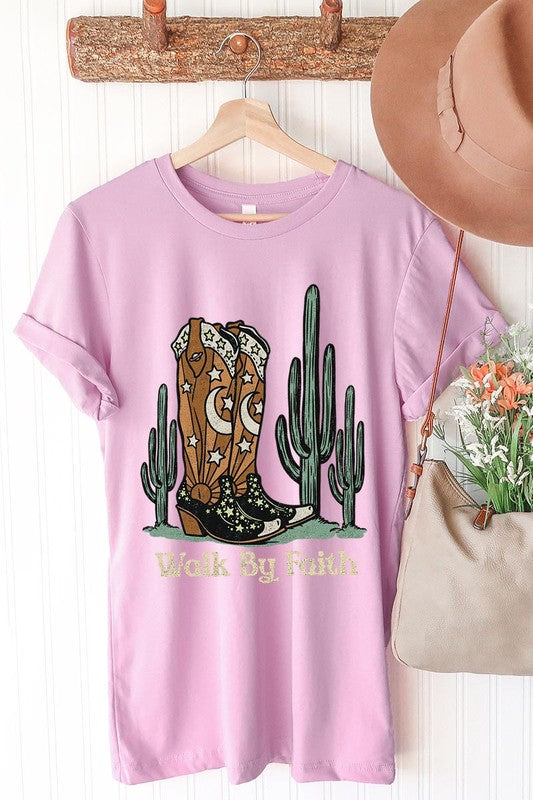 Walk By Faith Cowboy Boots Graphic T Shirts