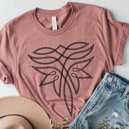 Western Boot Stitch Graphic T Shirts