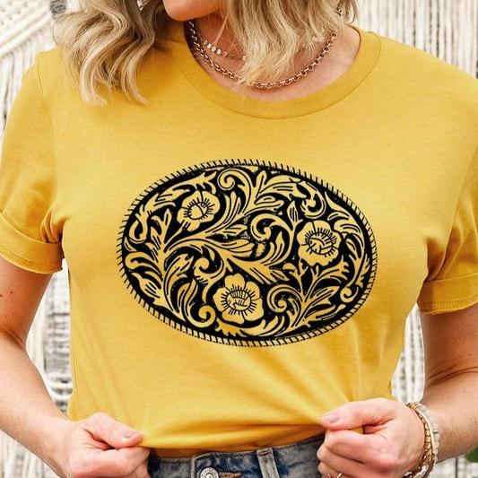 Western Belt Buckle Graphic T Shirts