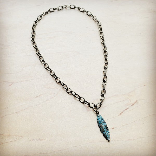 Antique Gold Collar Necklace w/ Feather Pendant