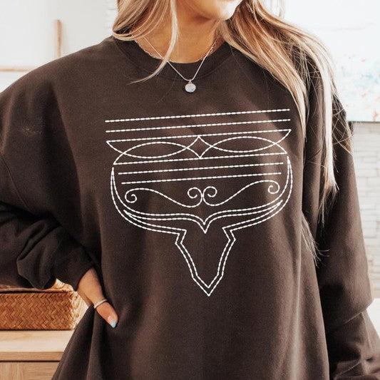 Western Boot Stitch Graphic Fleece Sweatshirts
