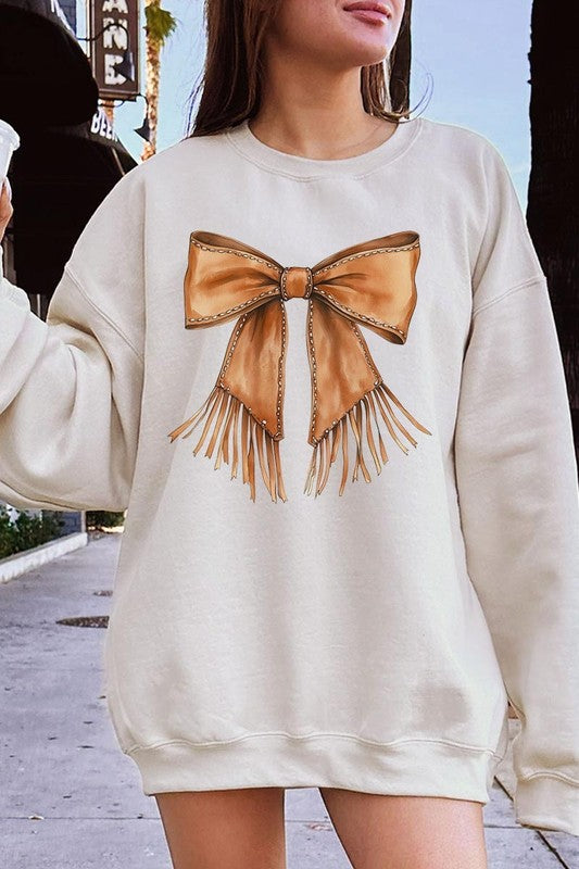 Western Cowgirl Bow Graphic Sweatshirt