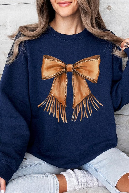Western Cowgirl Bow Graphic Sweatshirt