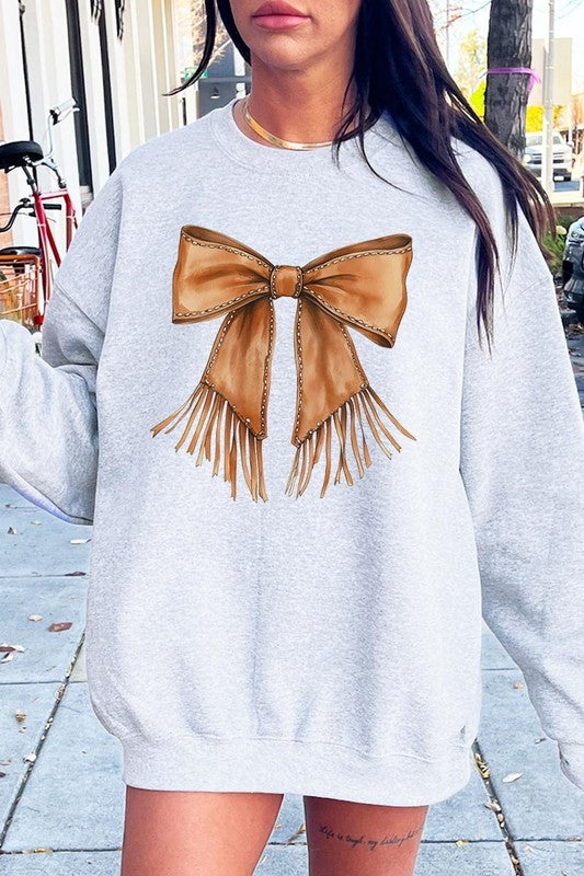 Western Cowgirl Bow Graphic Sweatshirt