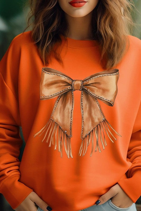 Western Cowgirl Bow Graphic Sweatshirt