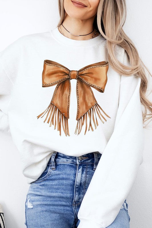Western Cowgirl Bow Graphic Sweatshirt
