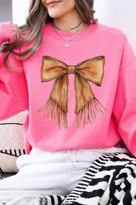 Western Cowgirl Bow Graphic Sweatshirt