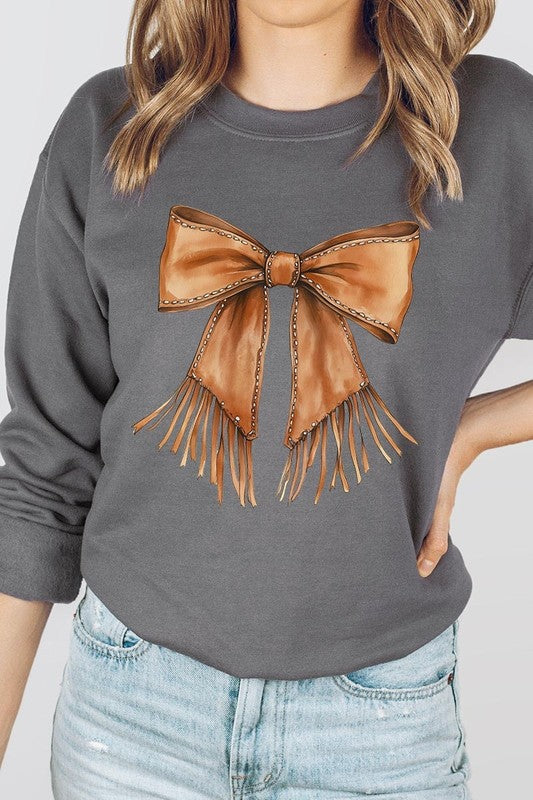Western Cowgirl Bow Graphic Sweatshirt