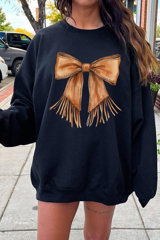 Western Cowgirl Bow Graphic Sweatshirt