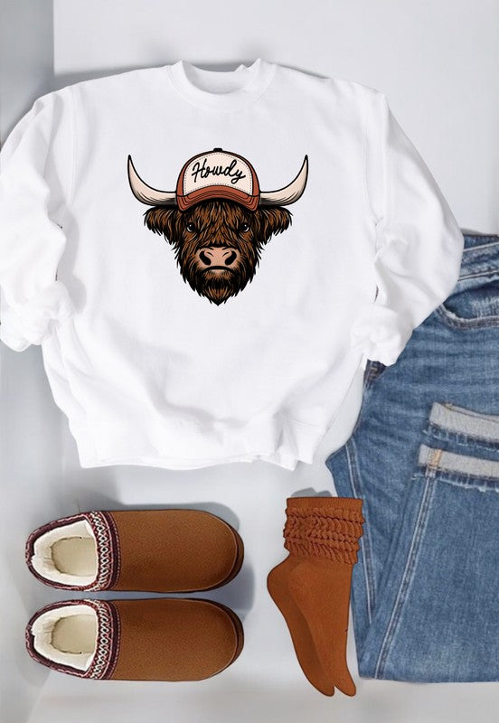 Howdy Cow Graphic Crew Sweatshirt
