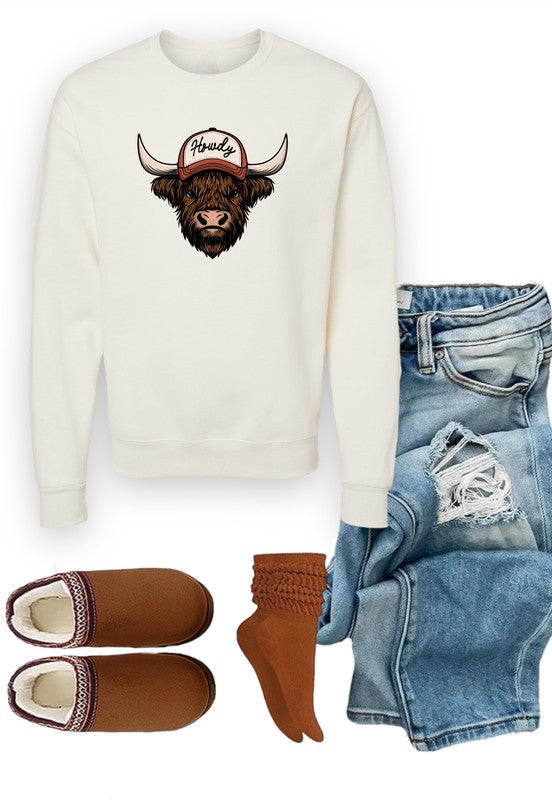 Howdy Cow Graphic Crew Sweatshirt