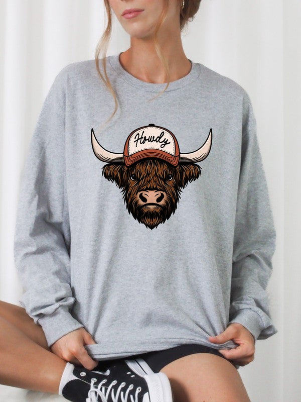 Howdy Cow Graphic Crew Sweatshirt