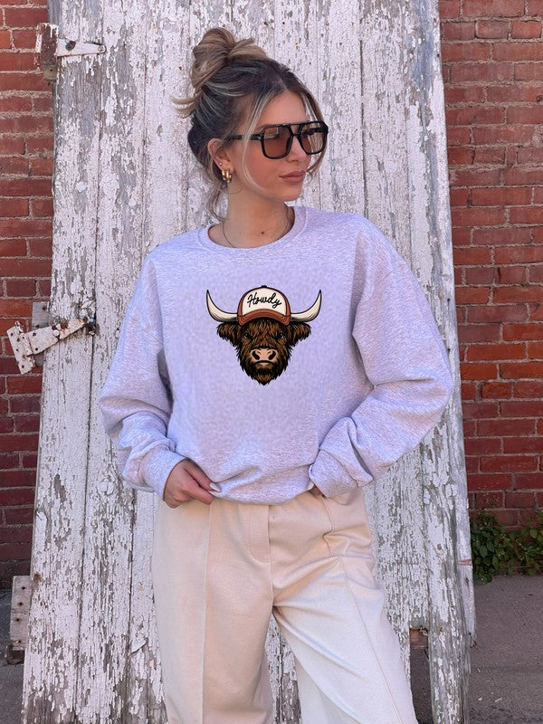 Howdy Cow Graphic Crew Sweatshirt