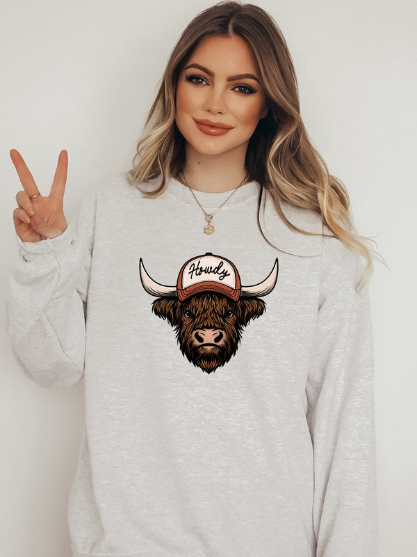 Howdy Cow Graphic Crew Sweatshirt