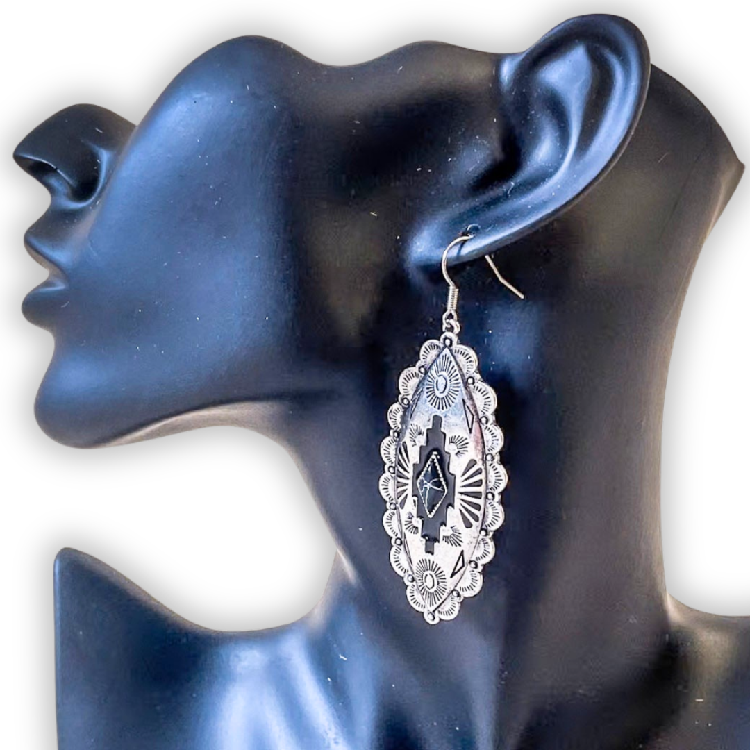 Largo Aztec Dangle Fashion Earrings - Black