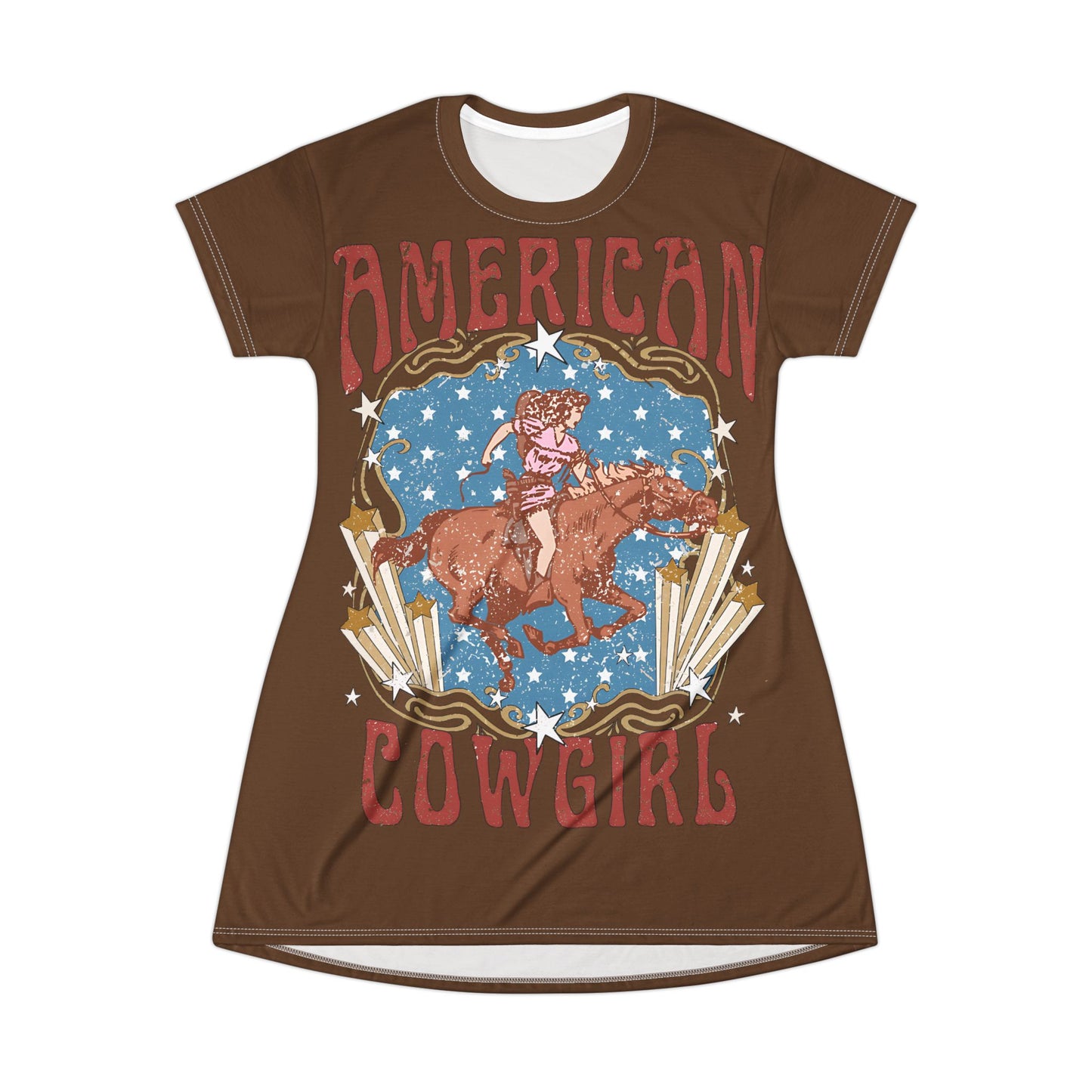 American Cowgirl T-Shirt Dress (AOP)