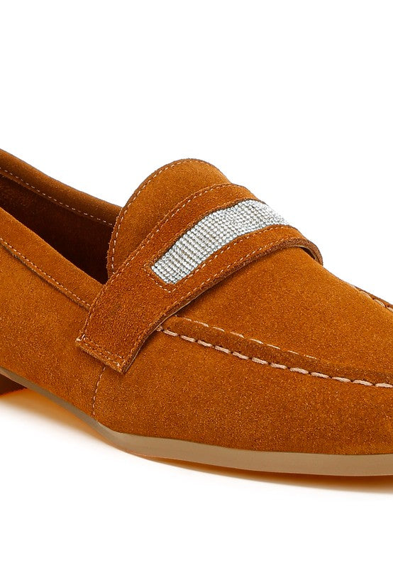 New Ode Rhinestone Penny Strap Loafers