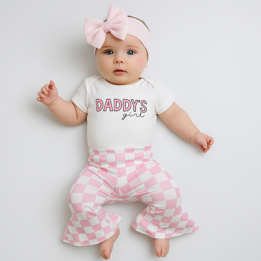 Pink Checker Baby Bell Bottoms