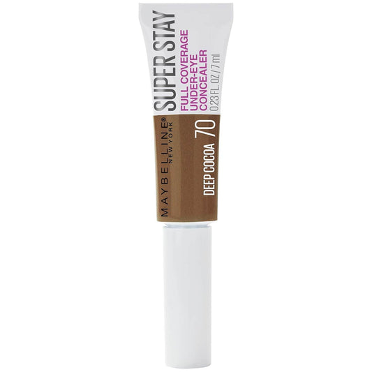 Maybelline Super Stay Super Stay Full Coverage, Brightening, Long Lasting, Under-eye Concealer Liquid Makeup Forup to 24H Wear, With Paddle Applicator, Deep Cocoa, 0.23 fl. oz.