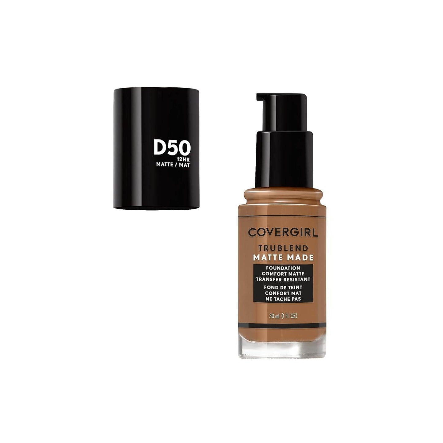 COVERGIRL TruBlend Matte Made Liquid Foundation, Deep Golden D50, 1.01 Fl Oz (Pack of 1)