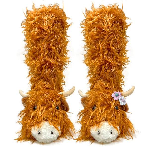 Highland Cattle- Kids' Plush Animal Slipper Socks