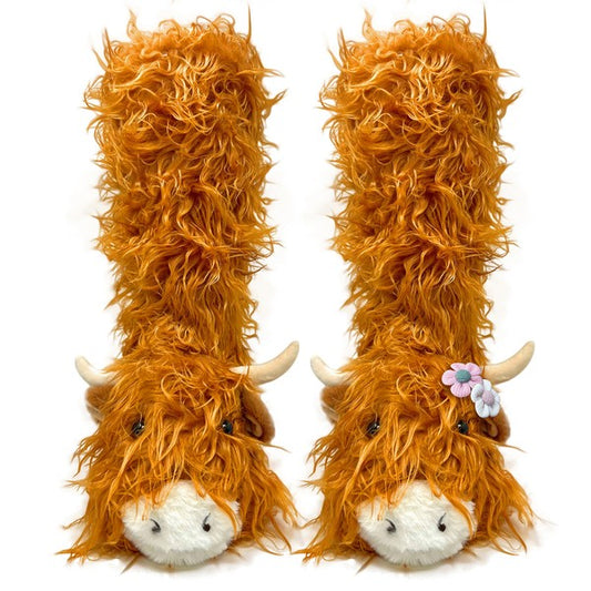 Highland Cattle- Kids' Plush Animal Slipper Socks