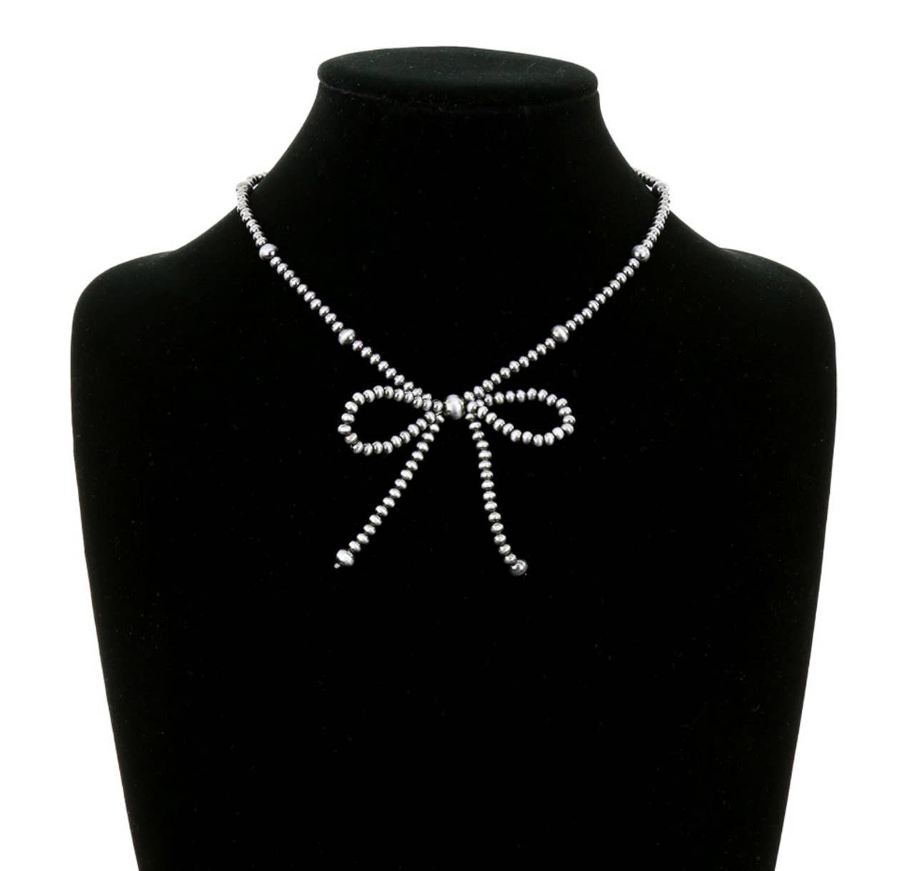 Faux Pearl Bow Coquette Necklace