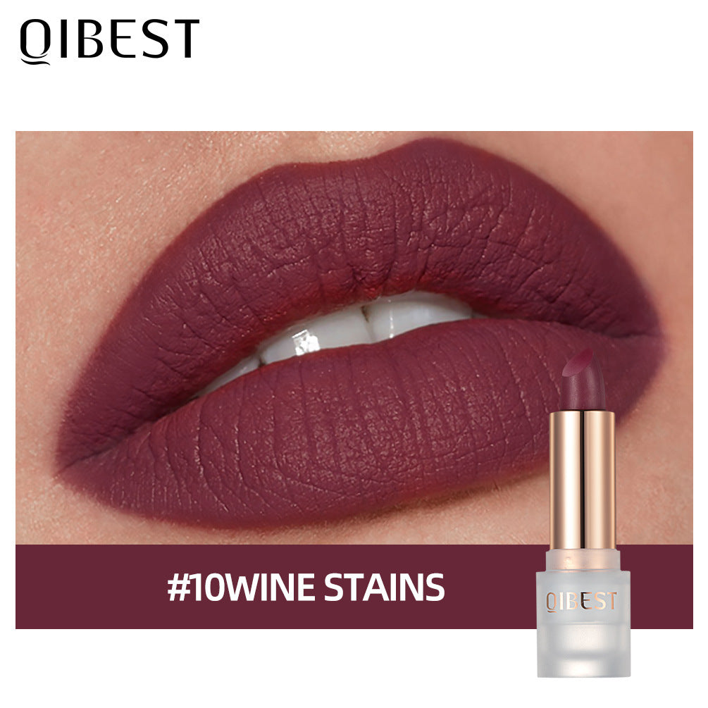 QIBEST Lipstick Velvet Matte Lipstick Not Easy To Fade Easy To Color Matte Lipstick