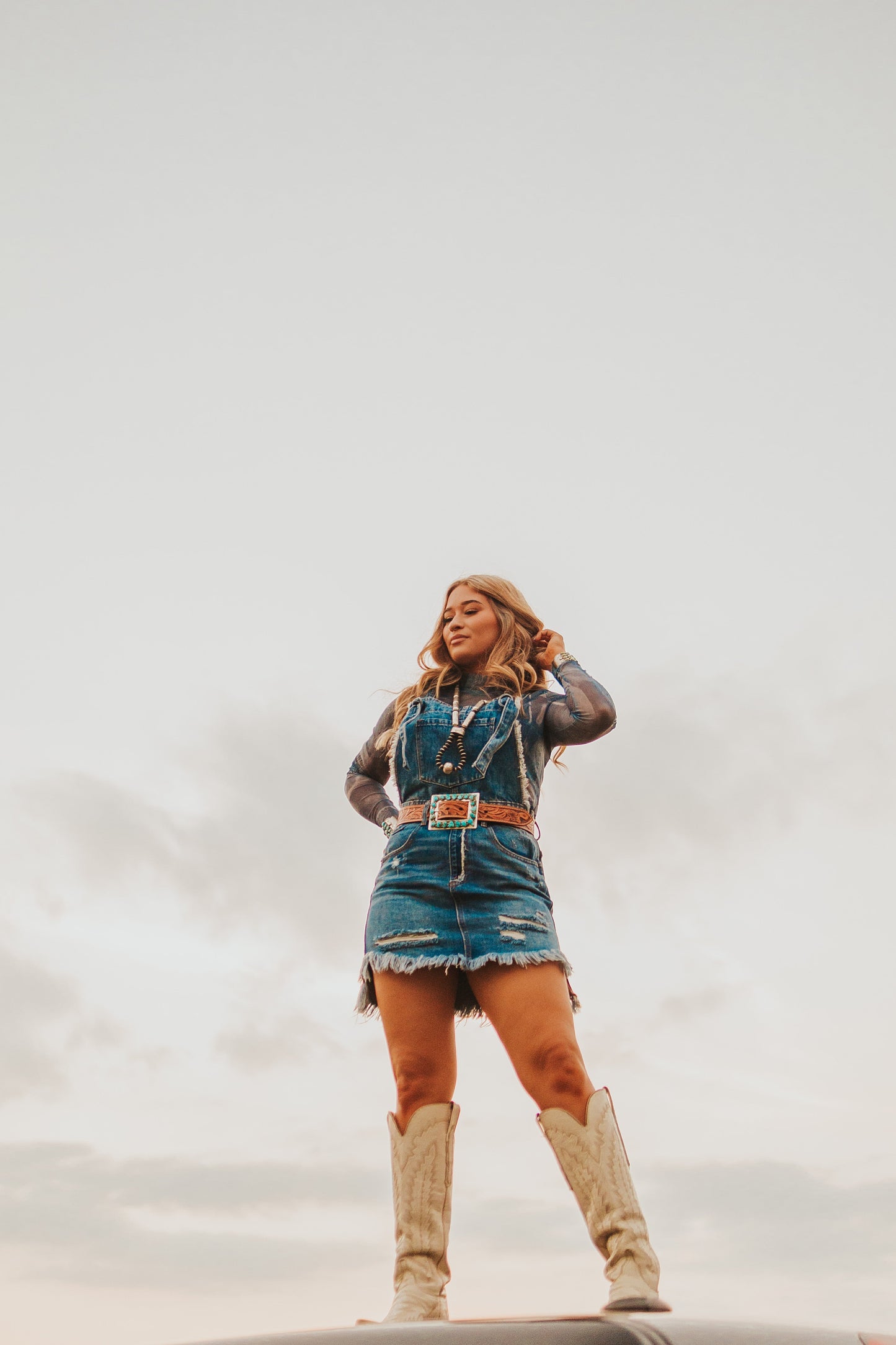 The Denim Mesh Top