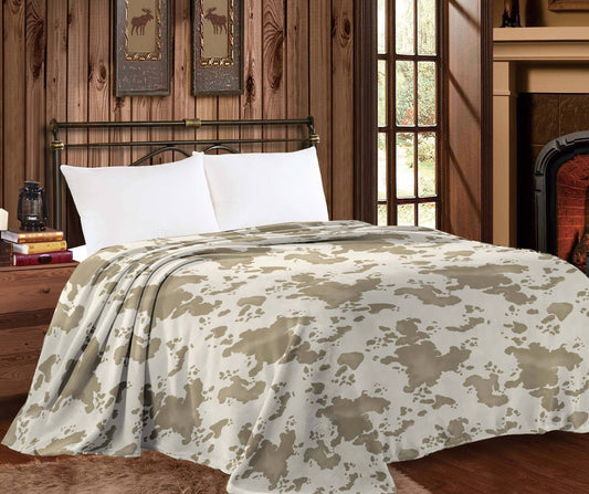 Mia Throw Blanket Cowprint Beige