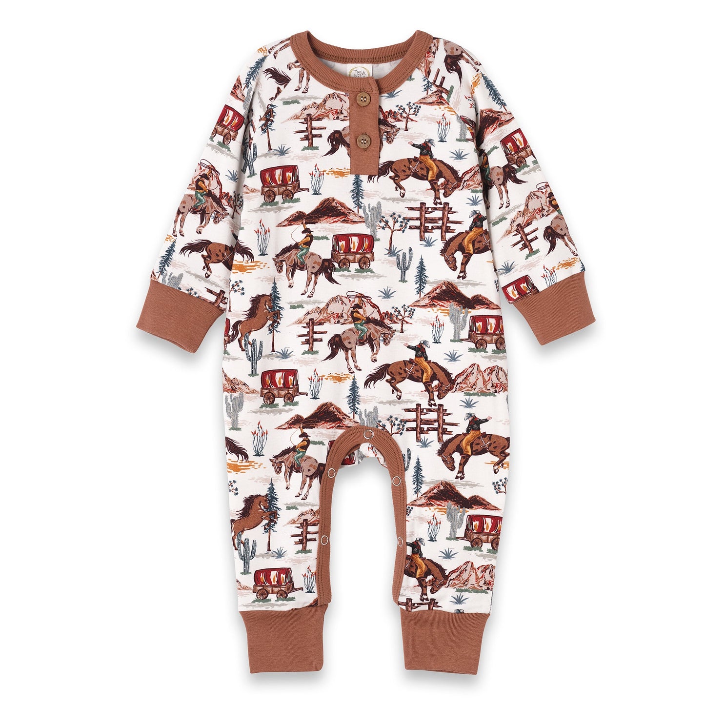 Cowboy Henley Romper - Bamboo Western Spirit Baby Boy