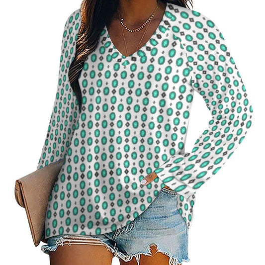 Baha Ranch Turquoise Concho Long Sleeve Top