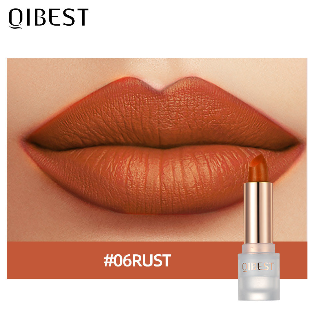 QIBEST Lipstick Velvet Matte Lipstick Not Easy To Fade Easy To Color Matte Lipstick
