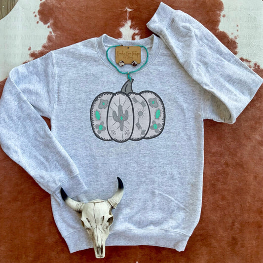 Aztec Turquoise Western Pumpkin Sweatshirt