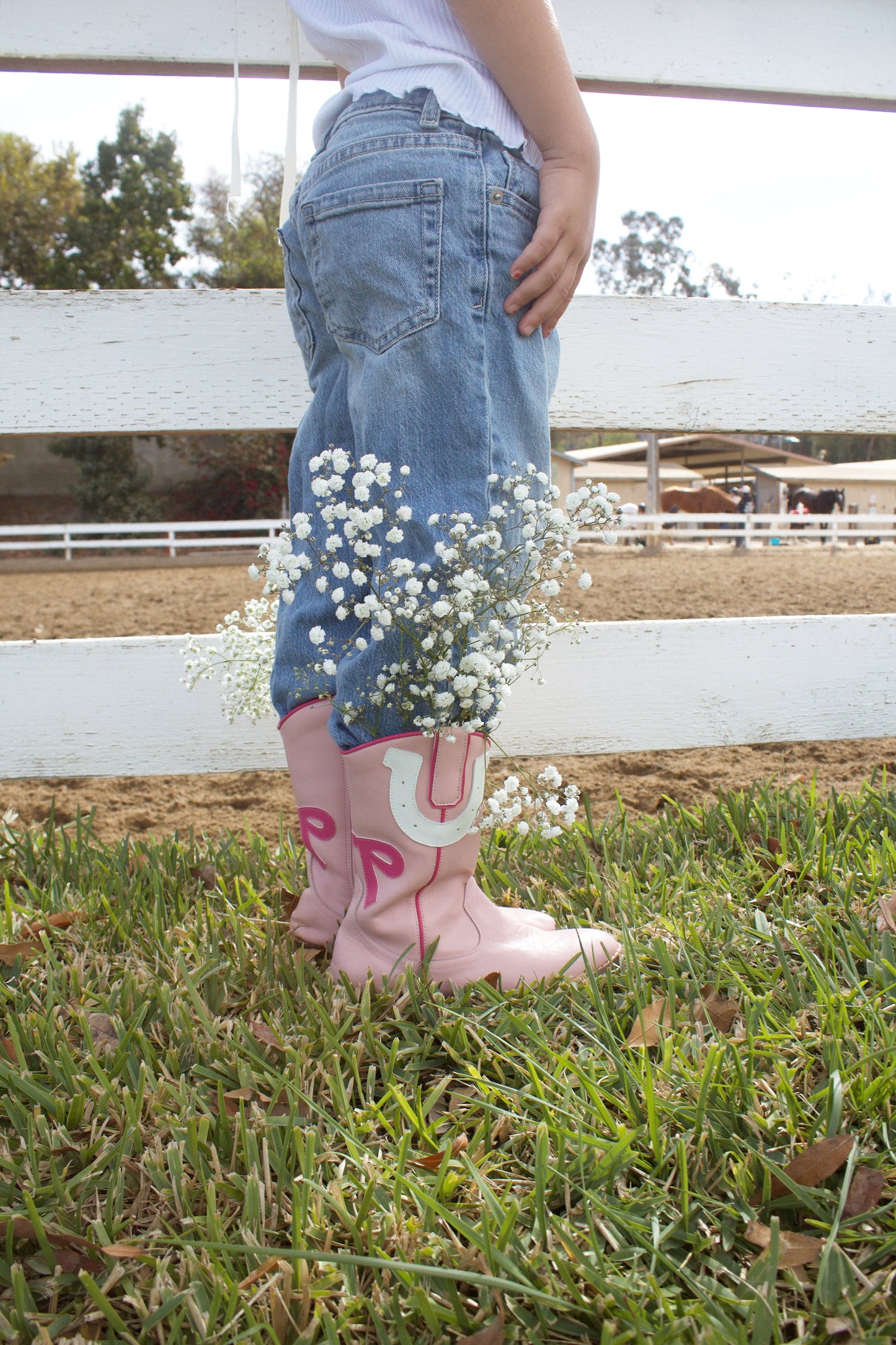 Safehaven Pink Toddler Cowgirl Boots – Horseshoe & Bow Detail – Vegan Leather Western Boots for Girls
