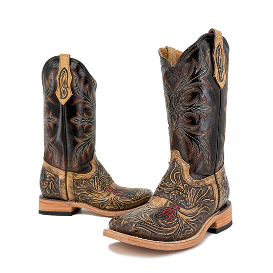 Women's Bulldog Hand Tooled Boots - Long Horn