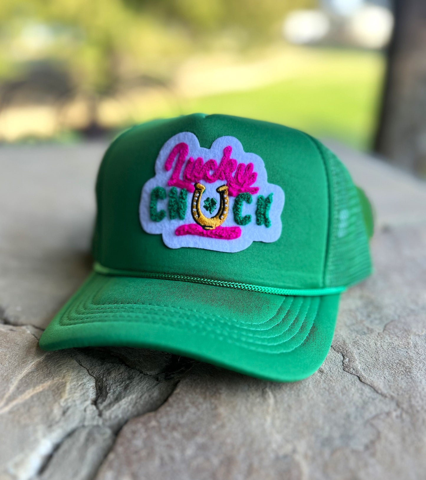 Lucky Mini Logo Green Patch Trucker Hat