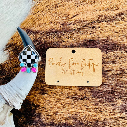 Western Checker Spade Stretch Ring