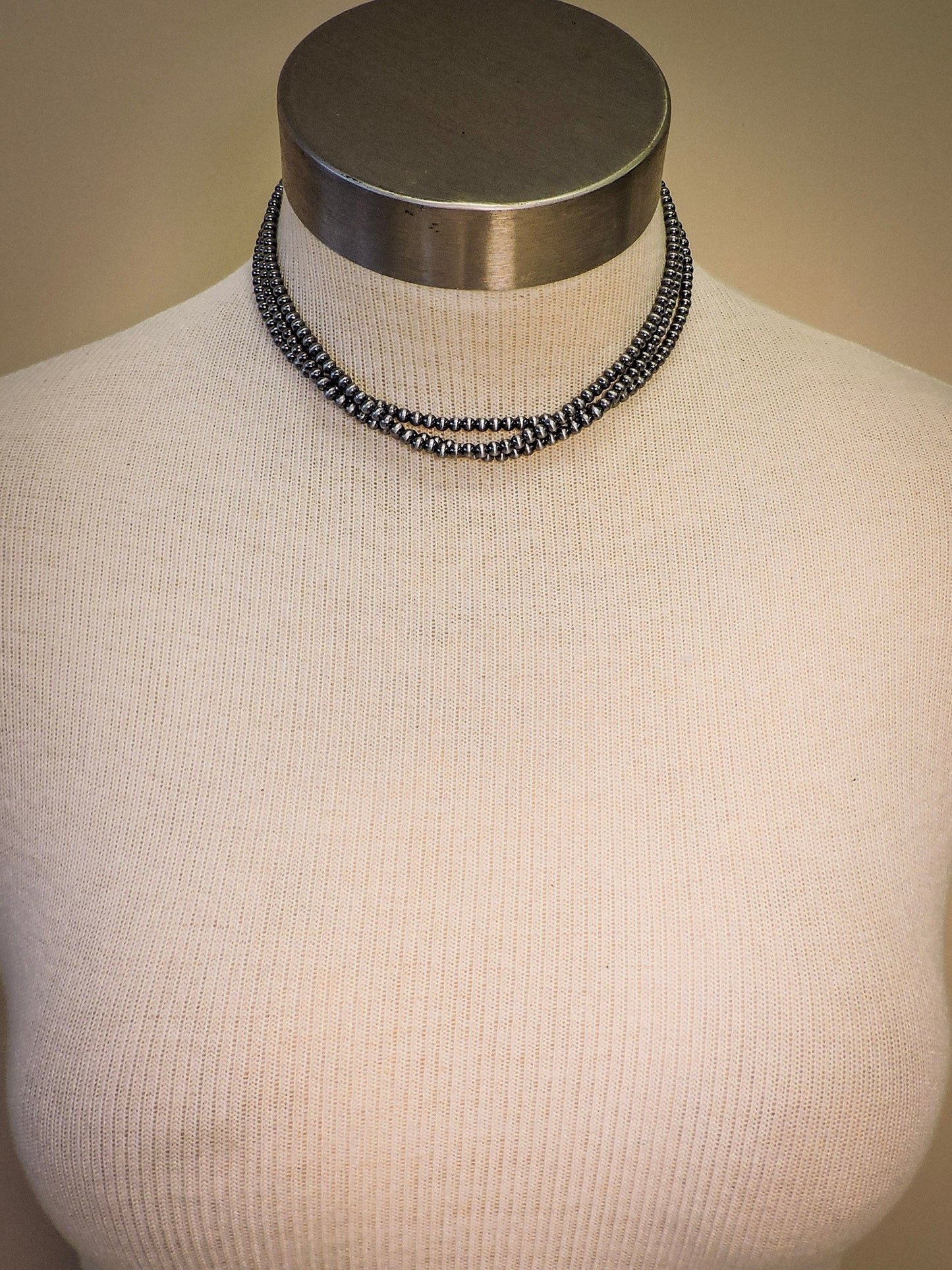 Wesley Navajo Style Pearl Layered Fashion Choker Necklace - Natural