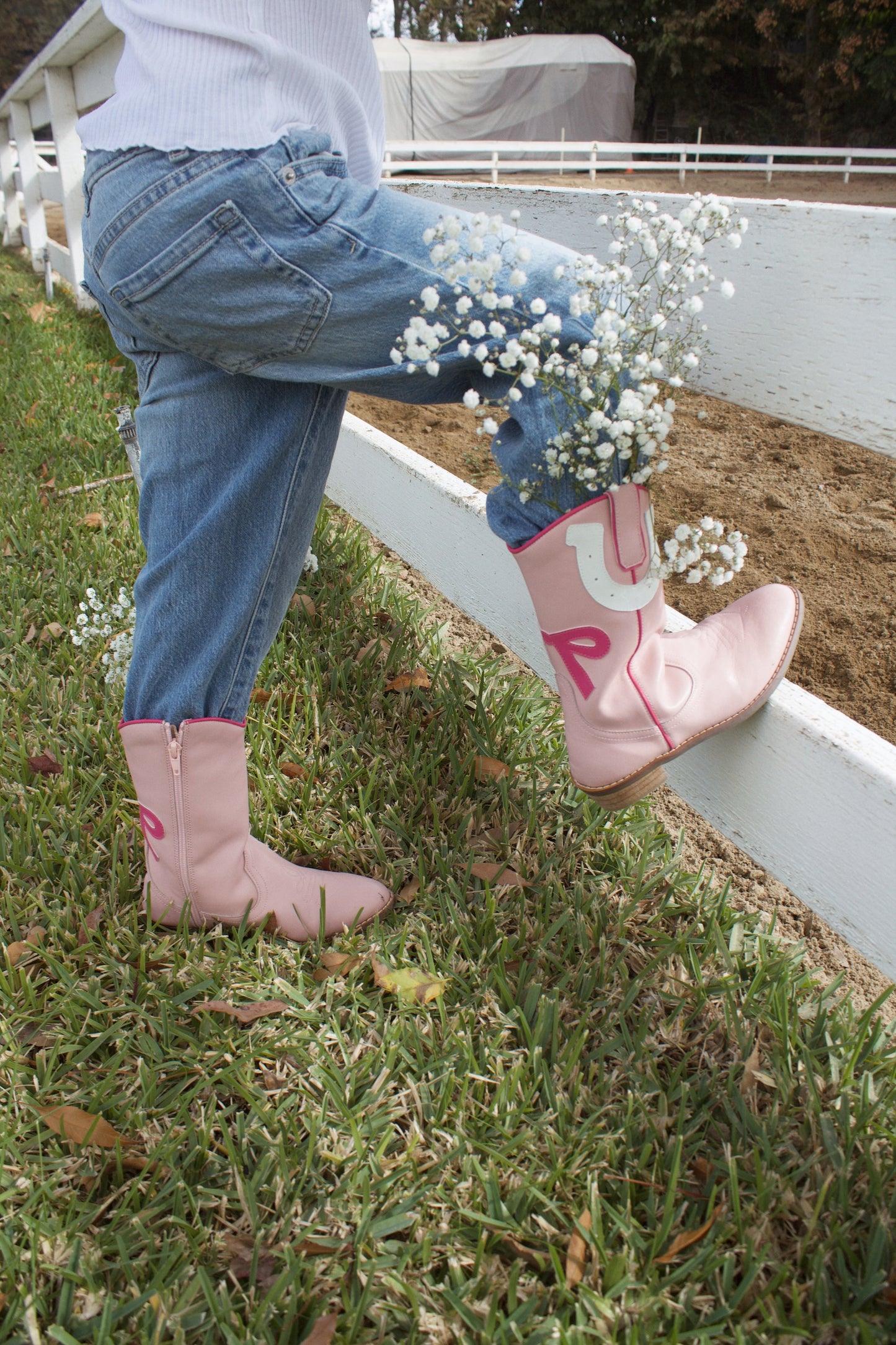 Safehaven Pink Toddler Cowgirl Boots – Horseshoe & Bow Detail – Vegan Leather Western Boots for Girls